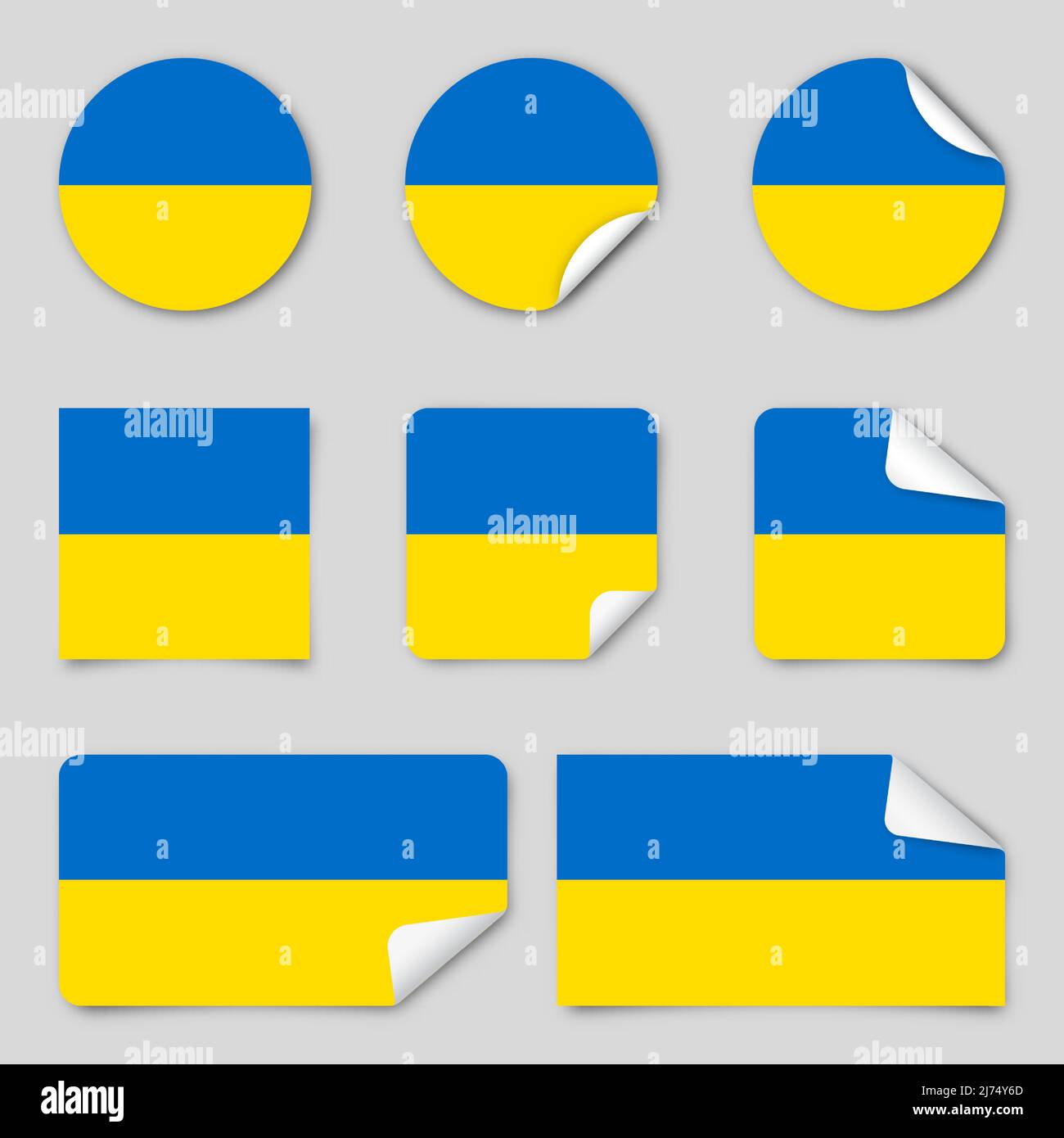 Patriotic stickers of Ukraine. National ukrainian flag. Flag of Ukraine. Set of various stikers