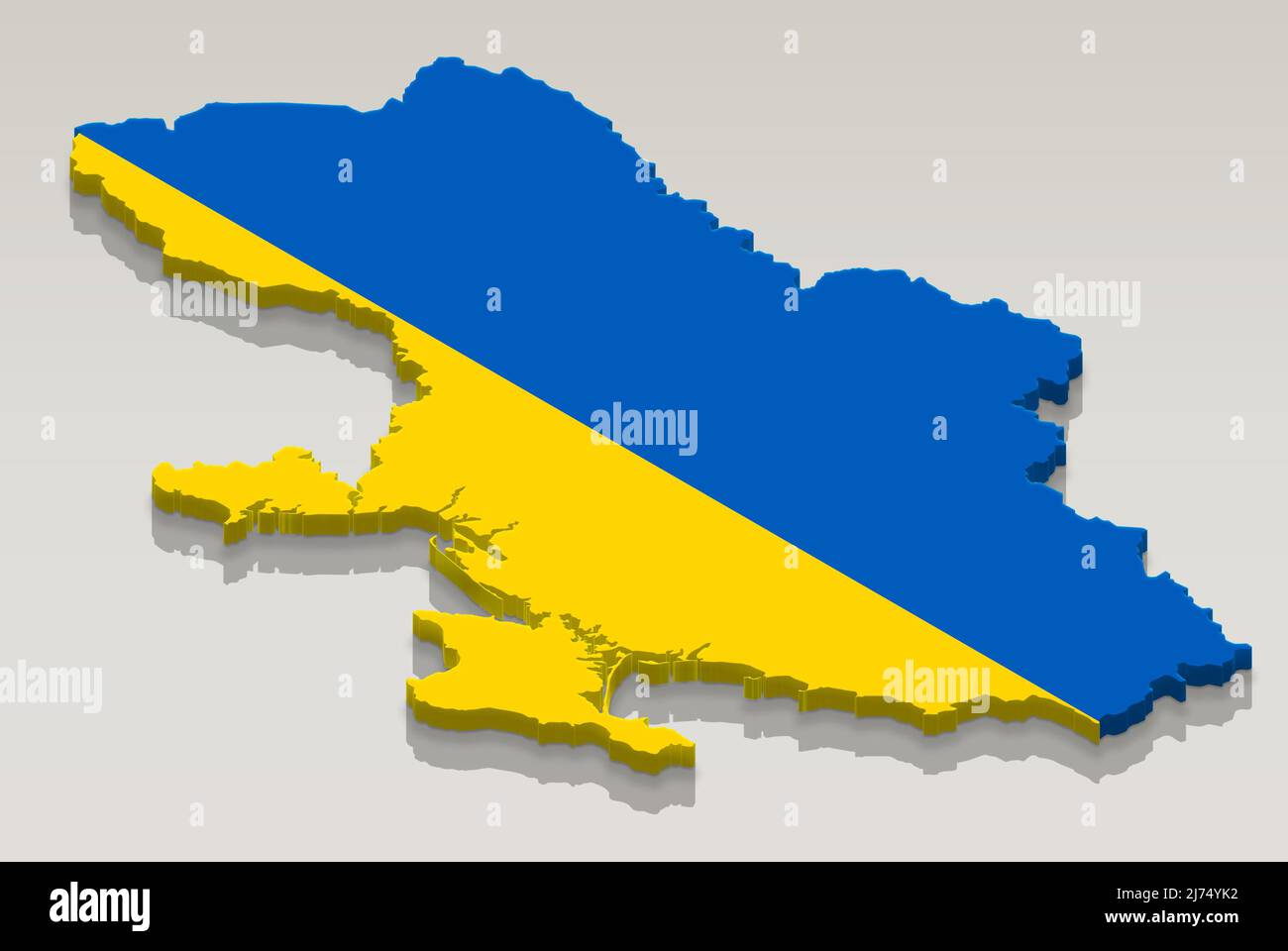 Ukraine flag on map, flag design in form of country map, concept of Ukraine news, relief map idea Stock Photo