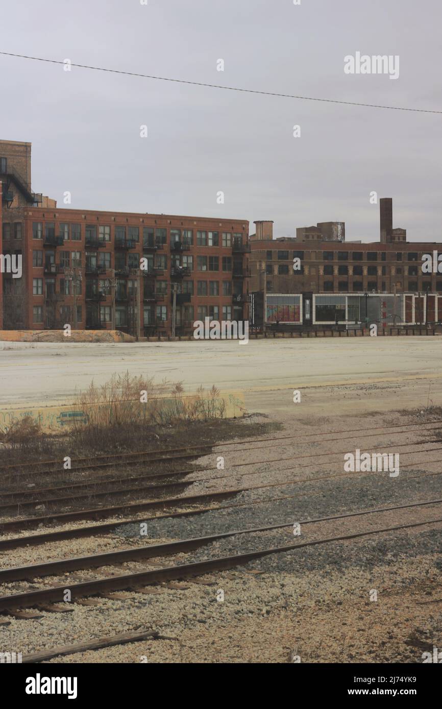 Apartment buildings standing next to the industrial corridor with
