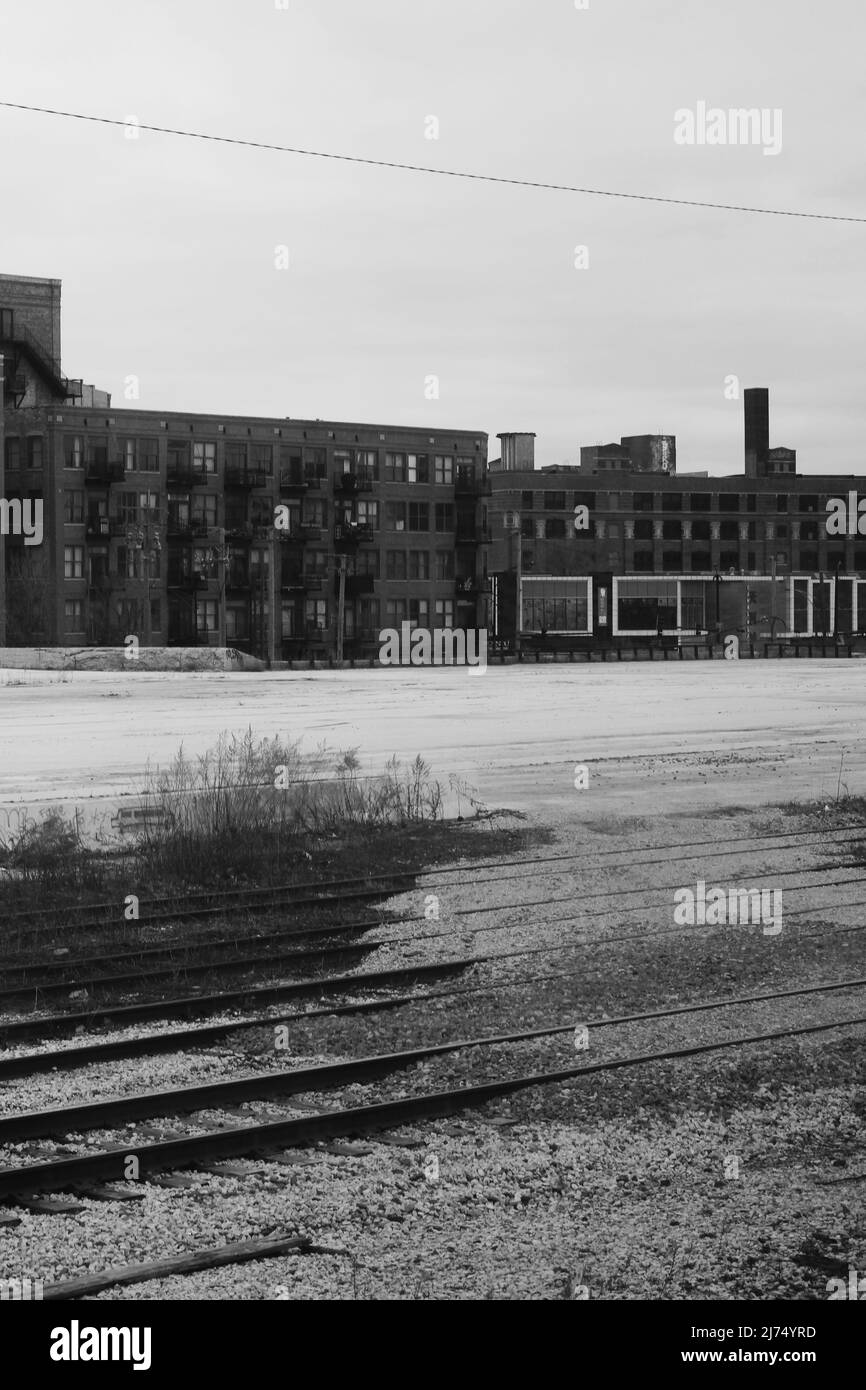 Apartment buildings standing next to the industrial corridor with