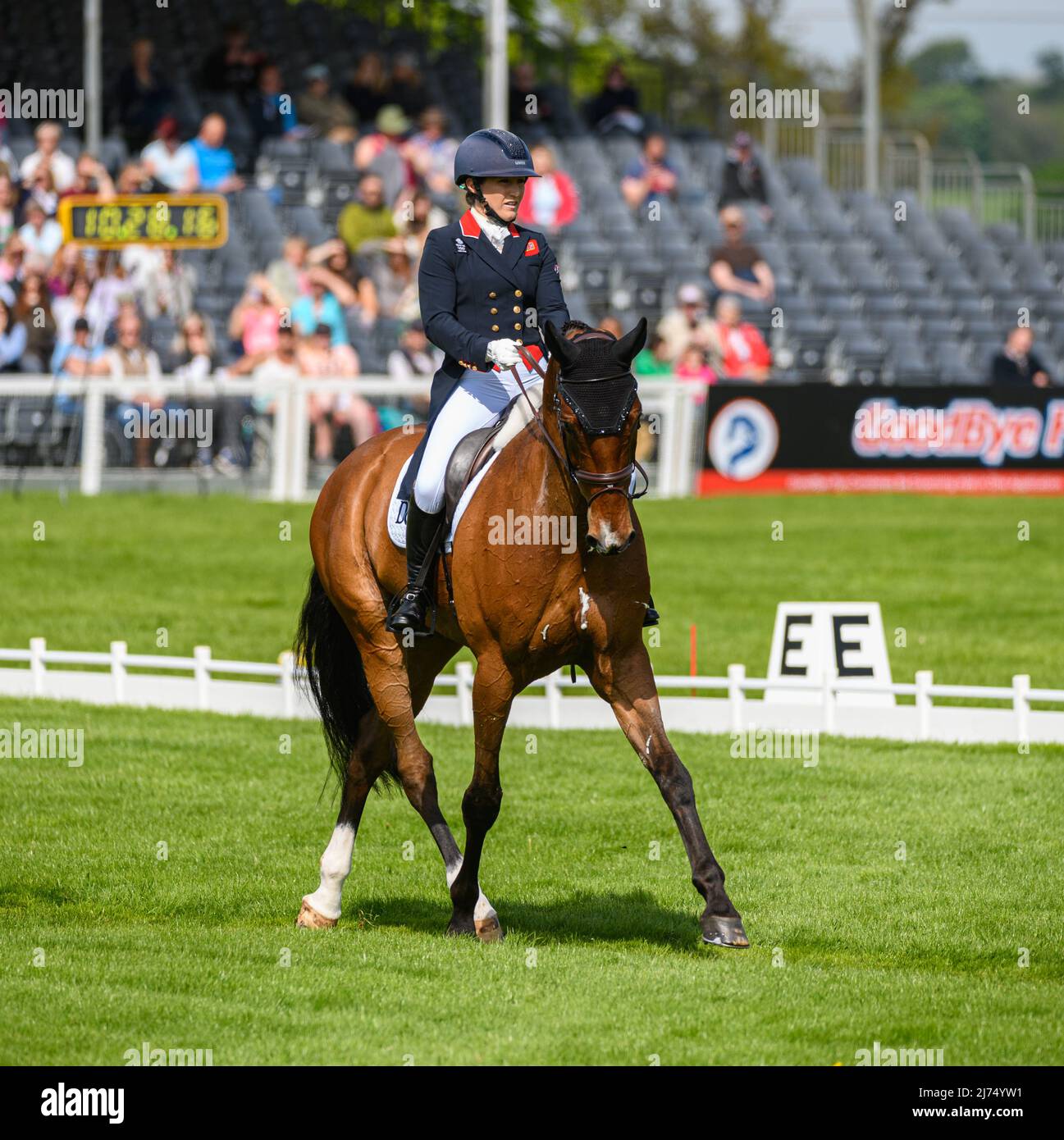 Laura Collett and LONDON 52 during the Dressage phase, Badminton Horse Trials, Gloucestershire UK 6 May 2022 Stock Photo
