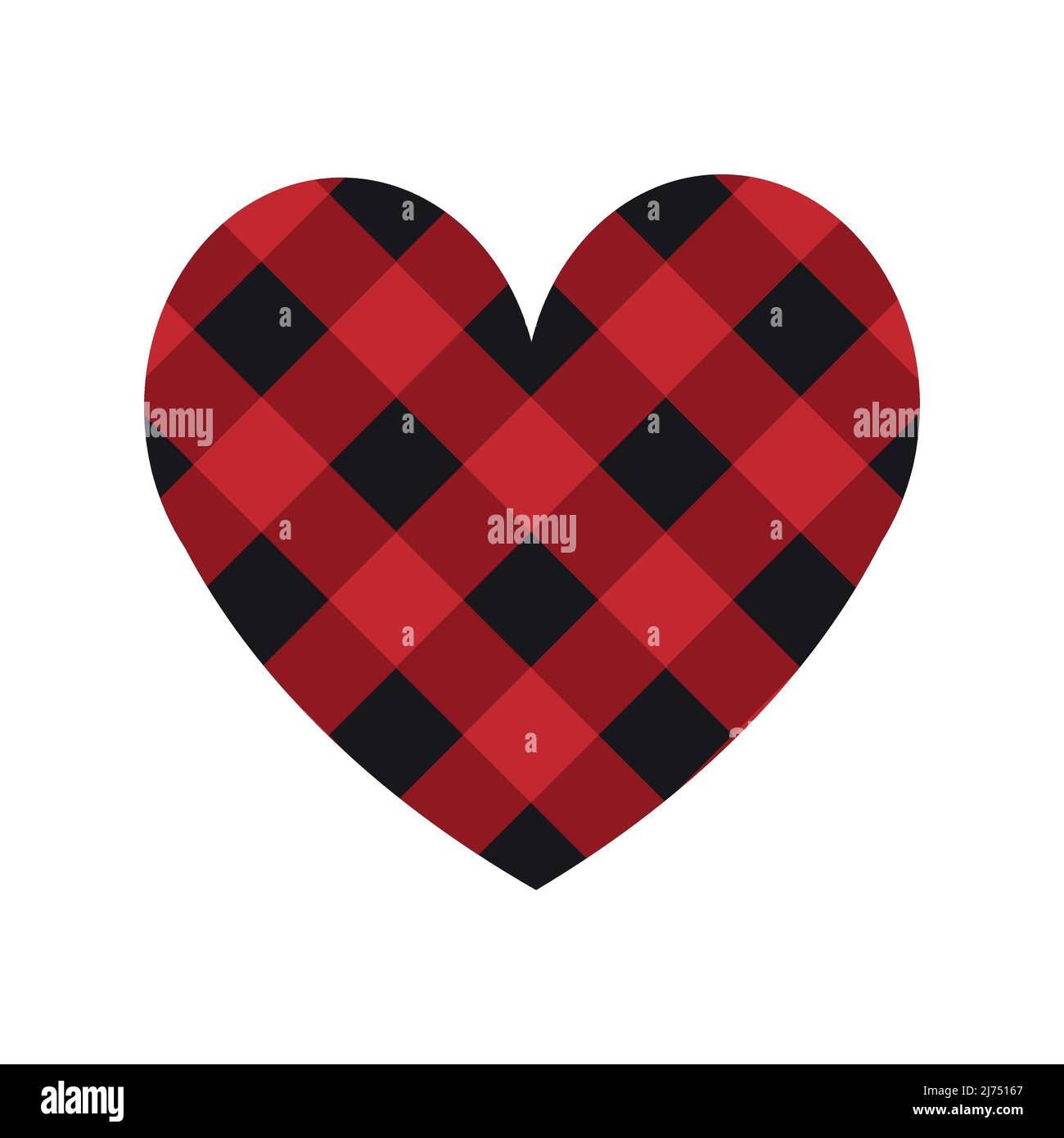 Vector flat heart with checkered texture isolated on white background ...