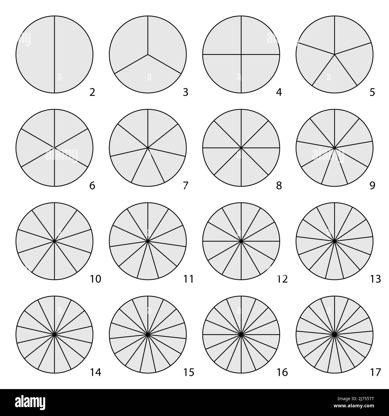 Set of round graphic pie charts icons. Segment of circle infographic collection Stock Vector