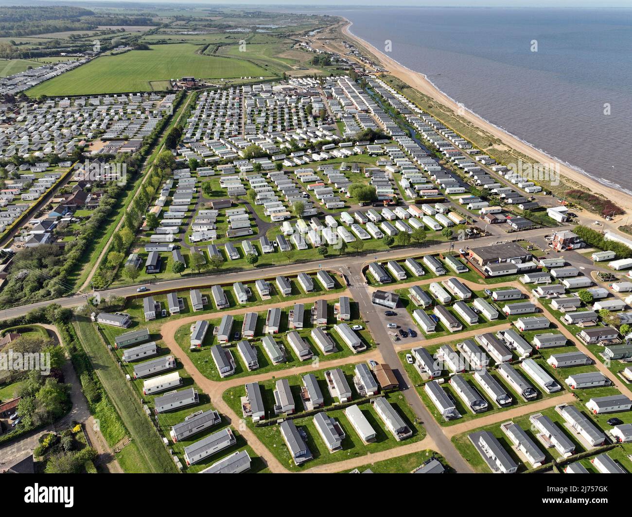 Caravan parks, on a sunny morning in Heacham, Norfolk, UK, on May 5, 2022. Stock Photo