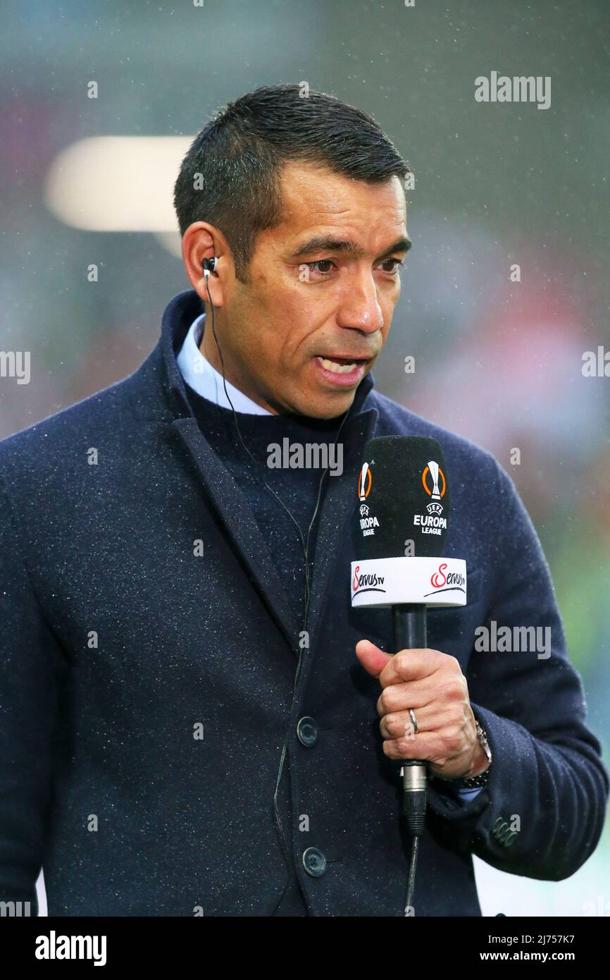 GIOVANNI VAN BRONCKHORST, manager of Rangers football club, currently in the Scottish Premiership. Bronckhorst previously played for Rangers. Stock Photo
