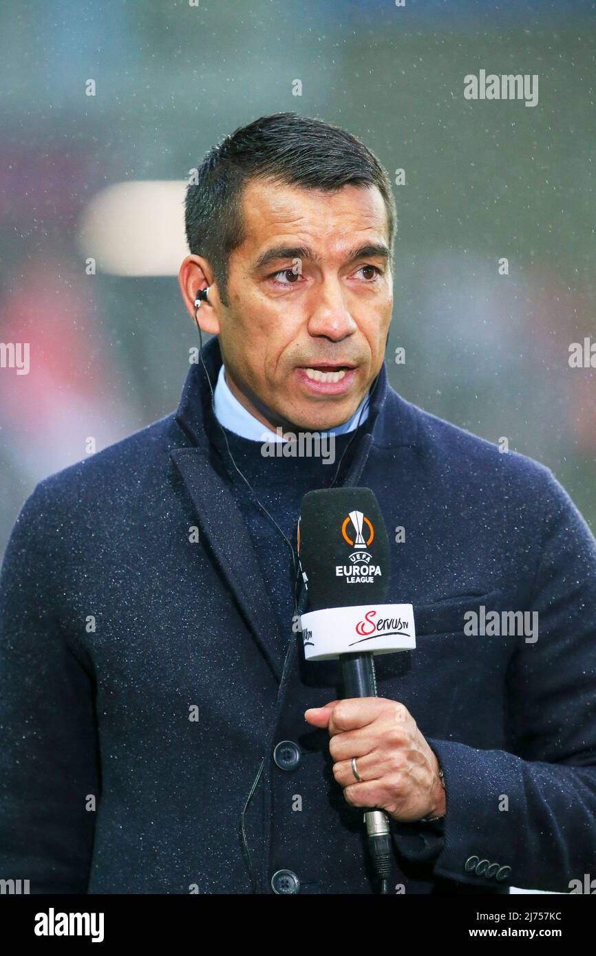 GIOVANNI VAN BRONCKHORST, manager of Rangers football club, currently in the Scottish Premiership. Bronckhorst previously played for Rangers. Stock Photo