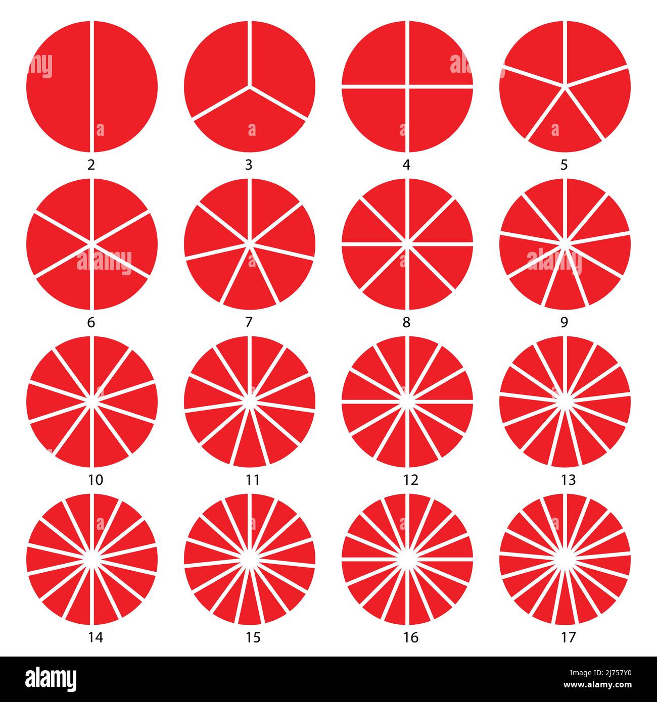 Set of round graphic pie charts icons. Segment of circle infographic collection Stock Vector