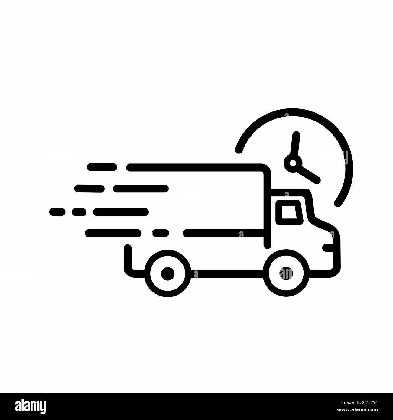 Fast shipping delivery truck flat vector icon for apps and websites on white background Stock Vector