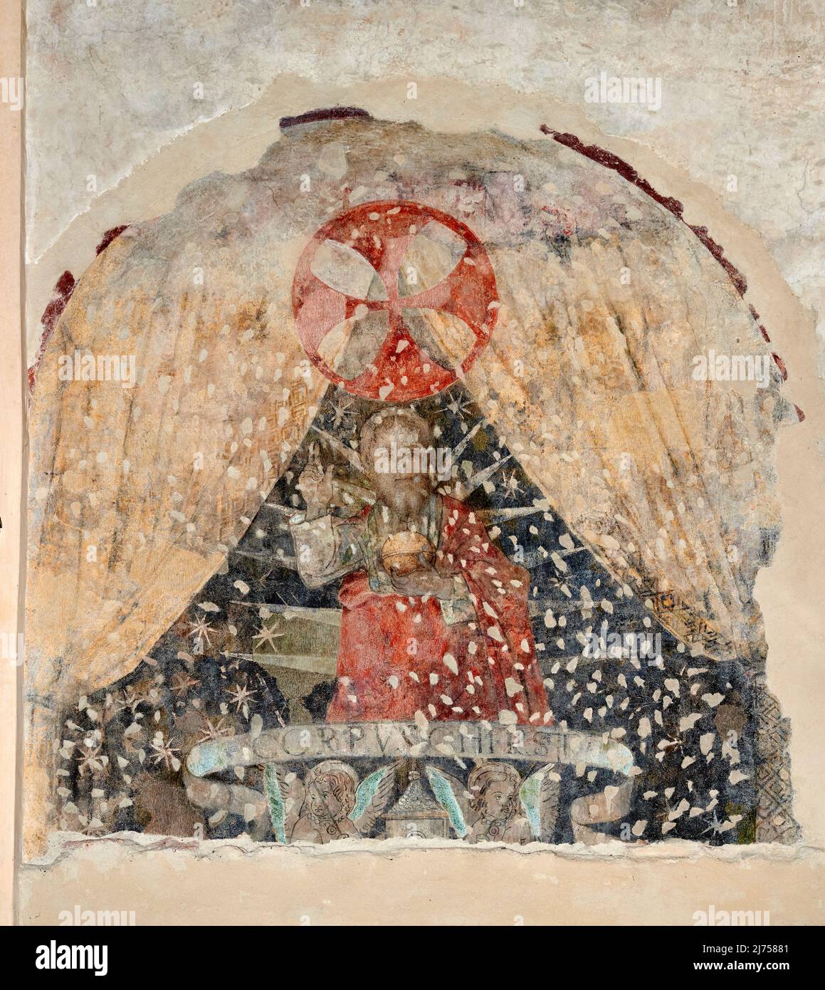 Cristo benedicente  - affresco - XVI  secolo - Camposampiero (Pd),Italia, chiesa di San Marco Stock Photo