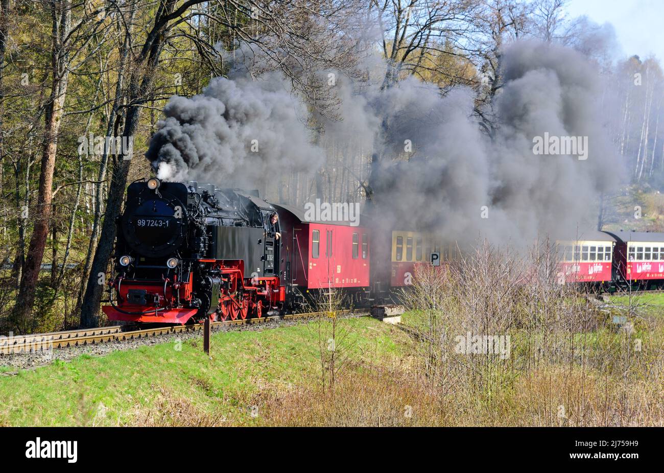Brockenbahn steam train in the Harz Mountains, Germany Stock Photo