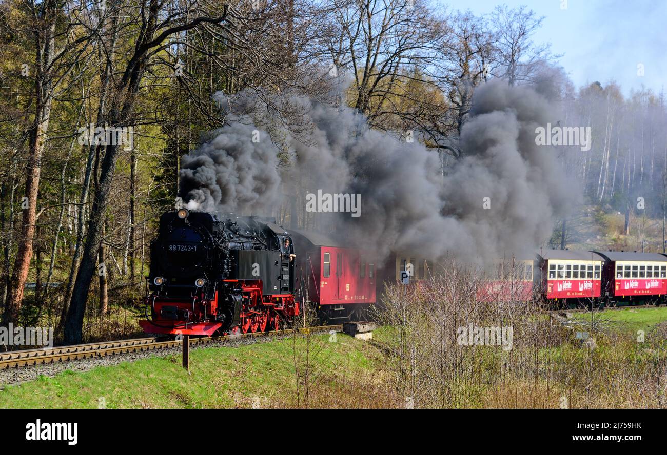 Brockenbahn steam train in the Harz Mountains, Germany Stock Photo