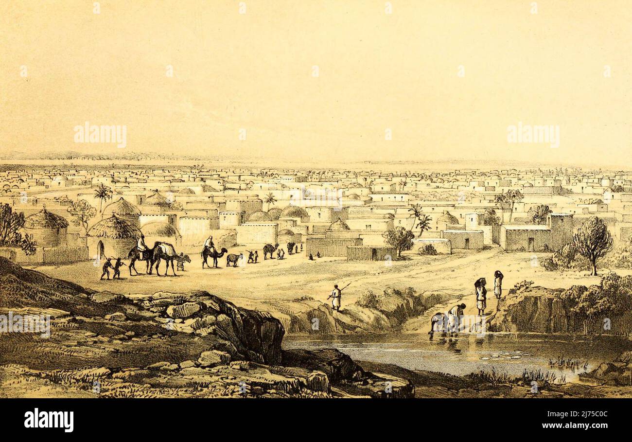 1857 lithograph of Kano, drawn after a sketch by Heinrich Barth Stock Photo