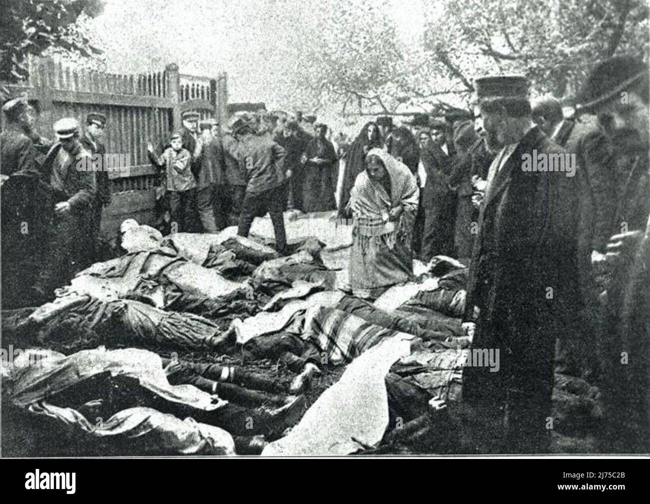 The corpses of those killed during the 1906 pogrom Stock Photo