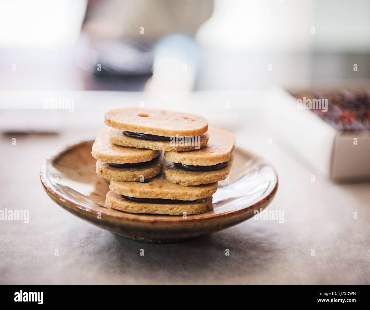 Gourmet cookies with chocolate filling Stock Photo