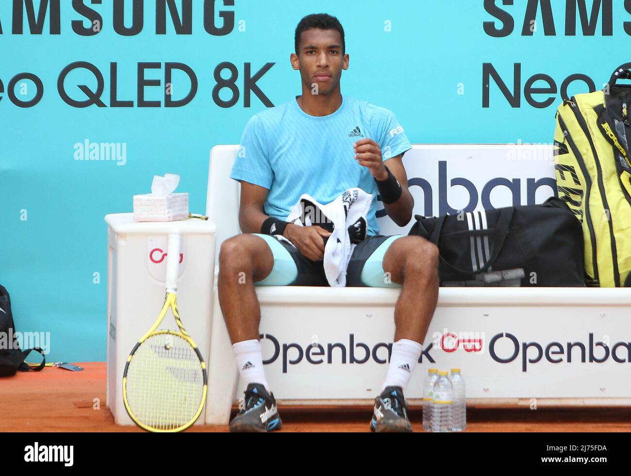 Félix AugerAliassime of Canada during the Mutua Madrid Open 2022