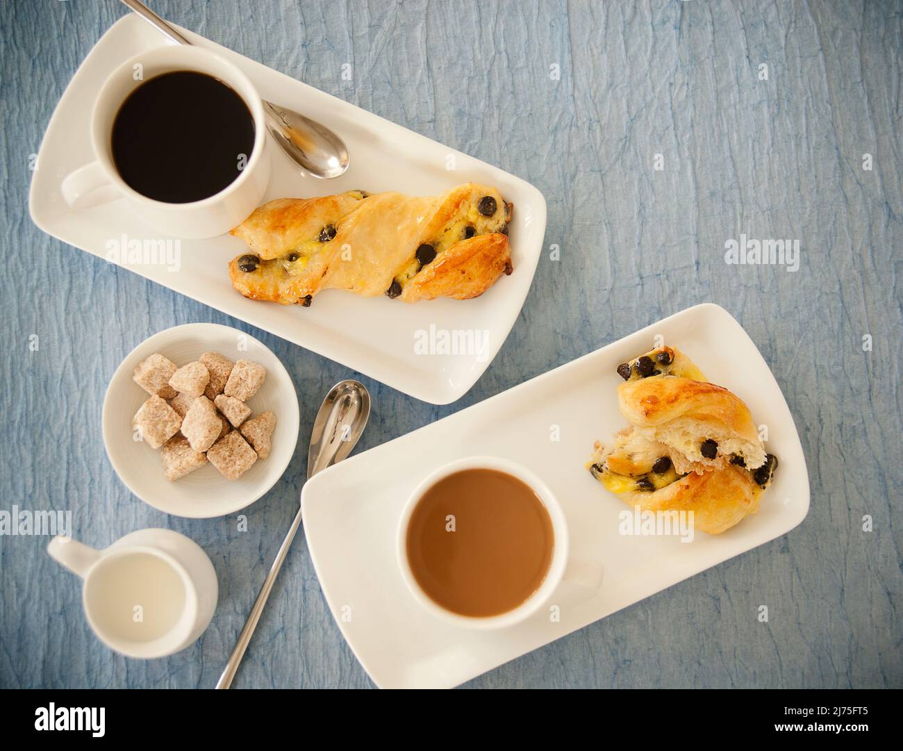 Chocolate Chip Tortillons with coffee Stock Photo