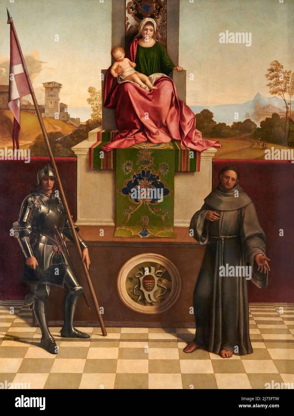 Madonna col Bambino in trono con S. Francesco d’Assisi e S. Liberale - olio su tela - Giorgio Zorzi detto Giorgione - 1502  - Castelfranco Veneto (Tv) Stock Photo