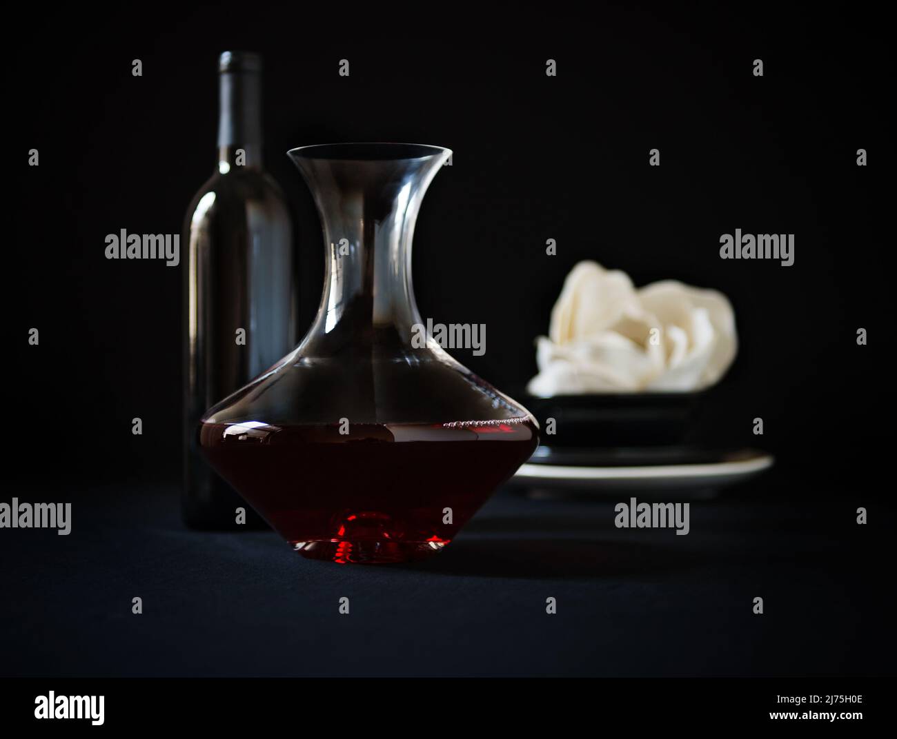Wine Decanter with red wine Stock Photo Alamy