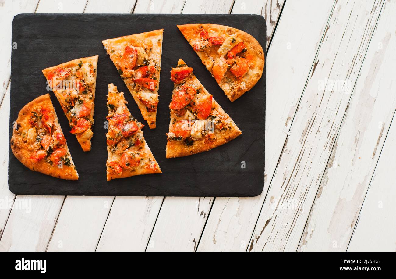Lobster Topped Flatbread Stock Photo