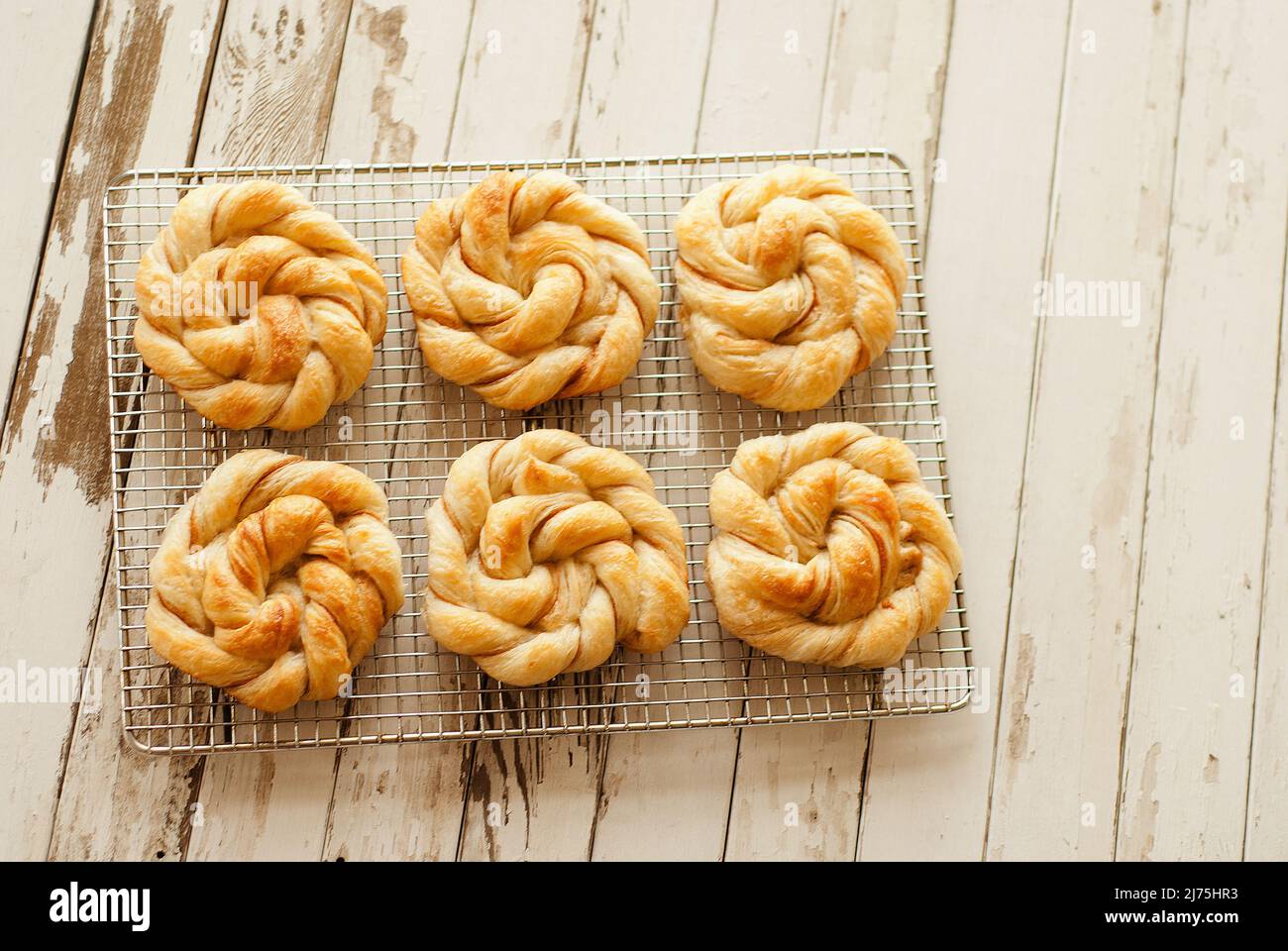 Danishes Cooling on a Wire Cooling Rack Stock Photo