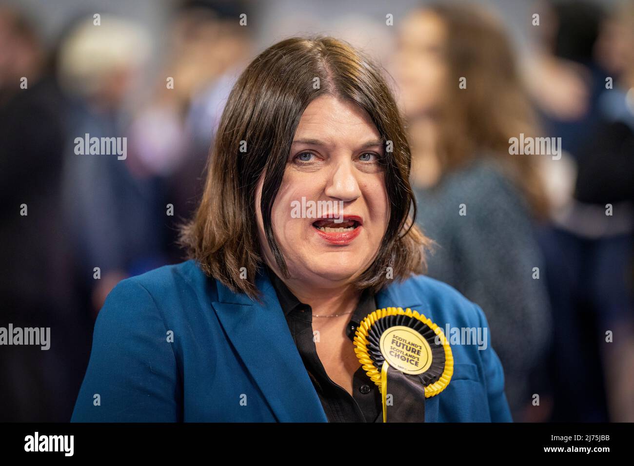 SNP's Susan Aitken at the Glasgow City Council count at the Emirates Arena in Glasgow, in the local government elections. Picture date: Friday May 6, 2022. Stock Photo