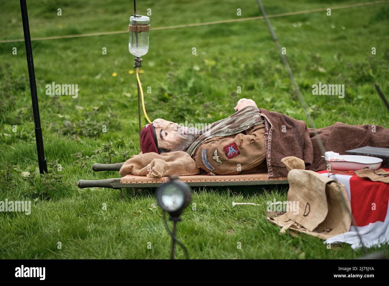 A dummy casualty at the No Man's Land Event at Bodrhyddan Hall, Wales Stock Photo