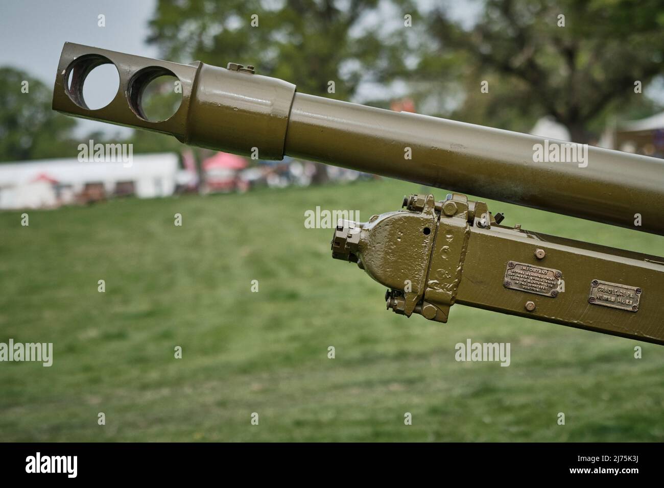 The barrel of a 25 Pounder field gun at the No Man's Land Event at Bodrhyddan Hall, Wales Stock