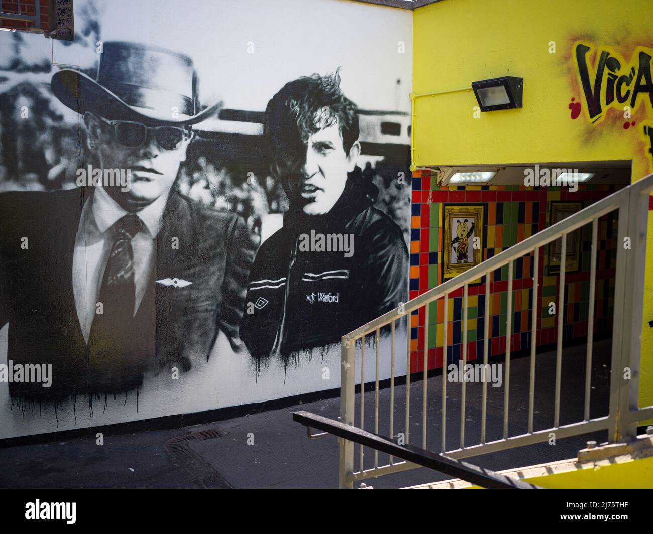 Watford FC mural adorning the subway leading to Vicarage Road Stadium, which reflects the history, the passion and the pride felt by fans of the Horne Stock Photo