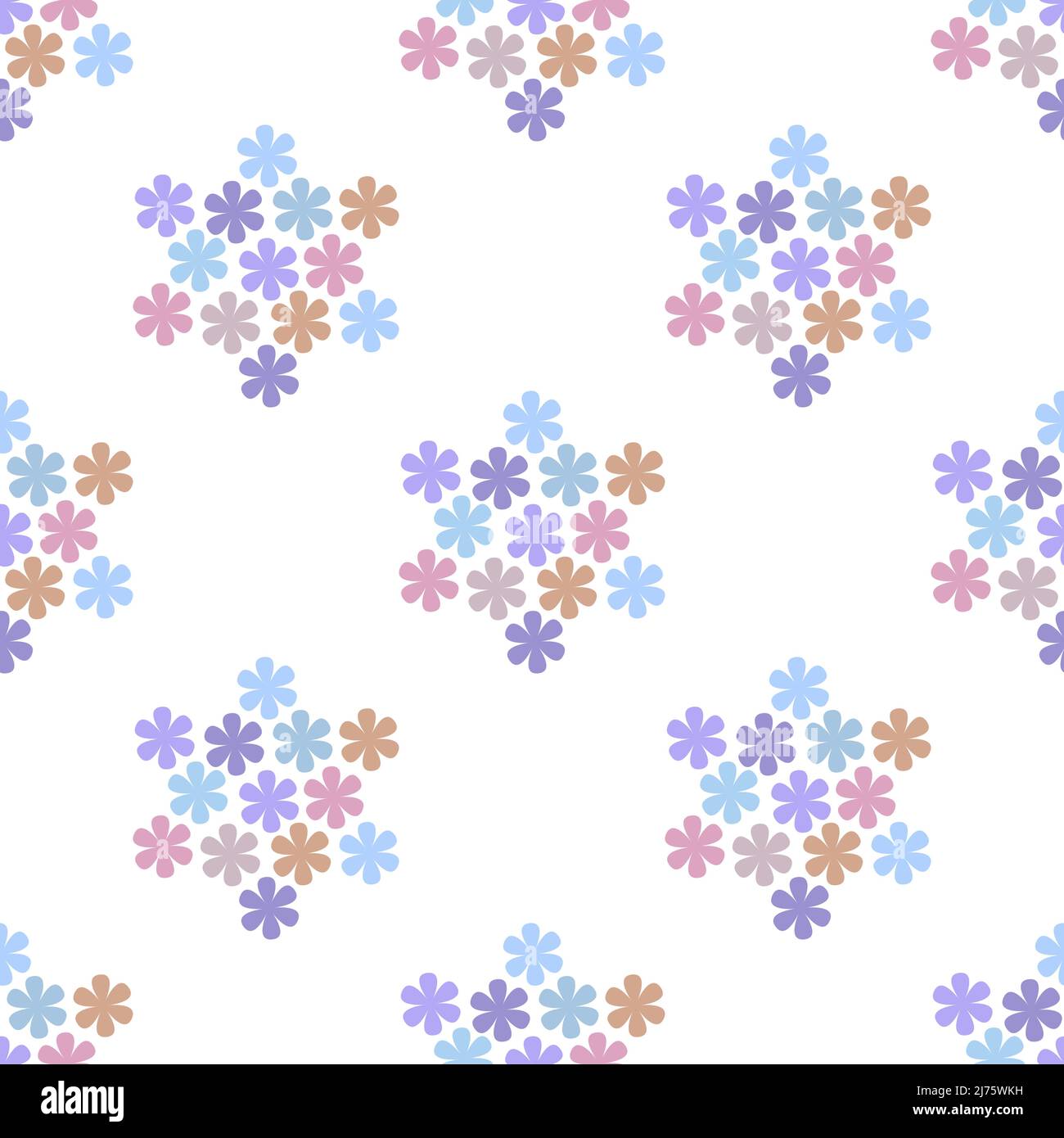 Beautiful colourful flowers with petals isolated on white background is in Seamless pattern - vector illustration Stock Vector