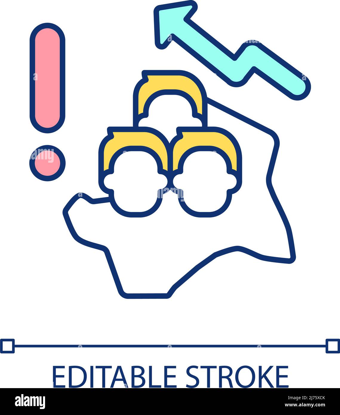 Human overpopulation problem RGB color icon Stock Vector