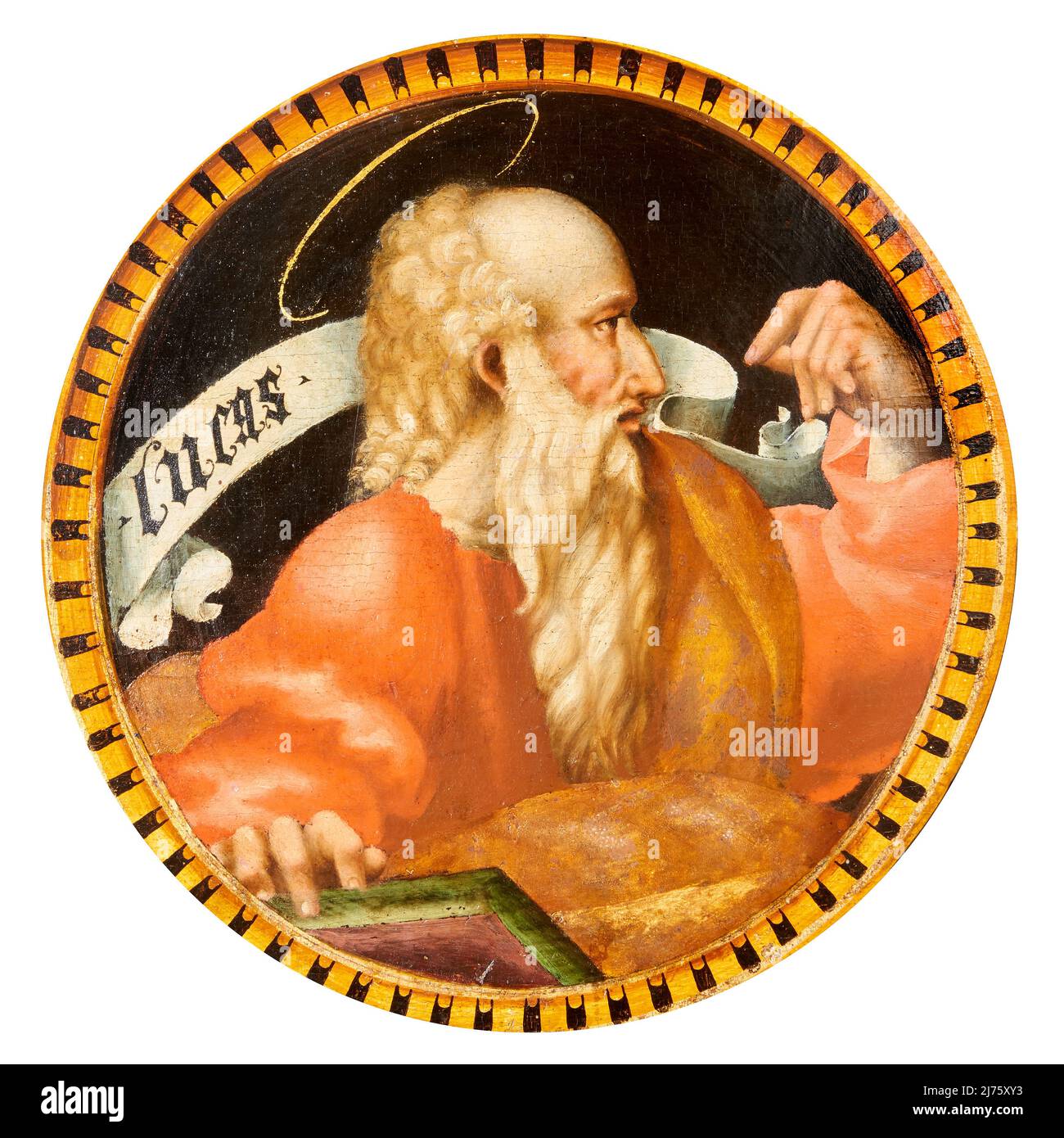 San Luca Evangelista - particolare da “Madonna  e santi “ - olio su tavola  - Sebastiano Novelli - 1540  - Castelsangiovanni (Pc) ,Italia,chiesa parro Stock Photo