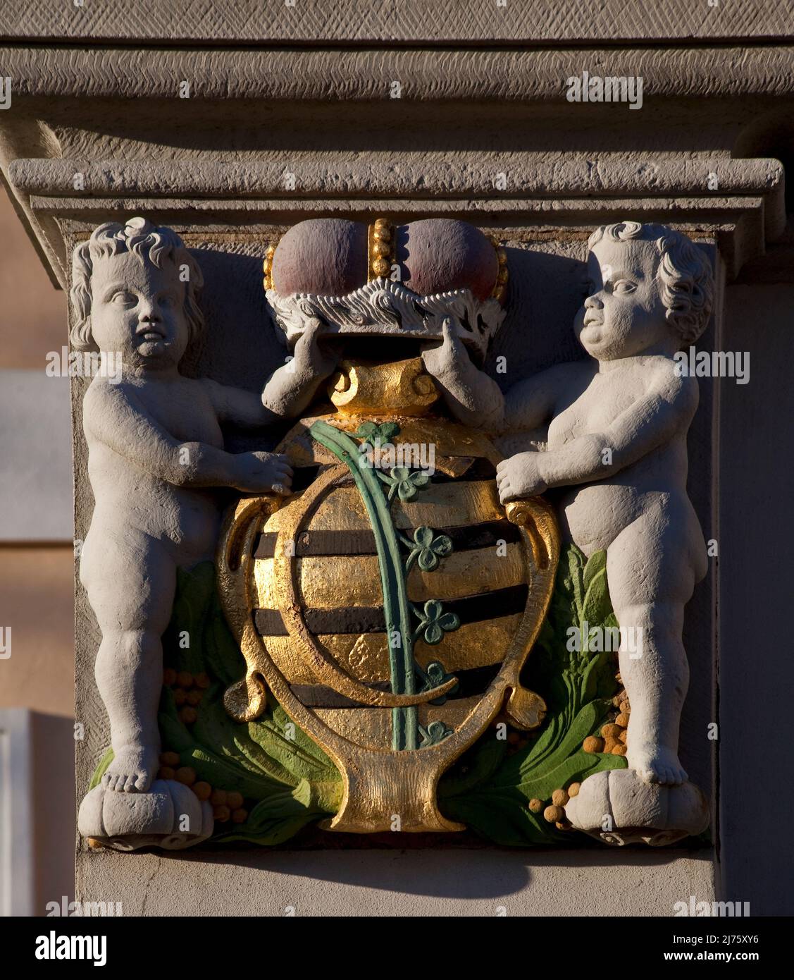 Delitzsch b Leipzig Schloß 58872 Erbaut 1690-96 Wappen von Herzog Chrisian I von Sachsen-Merseburg Stock Photo