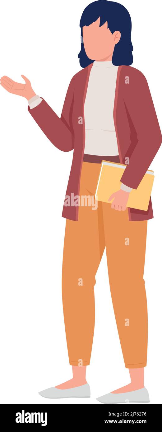 Female personal tutor semi flat color vector character Stock Vector