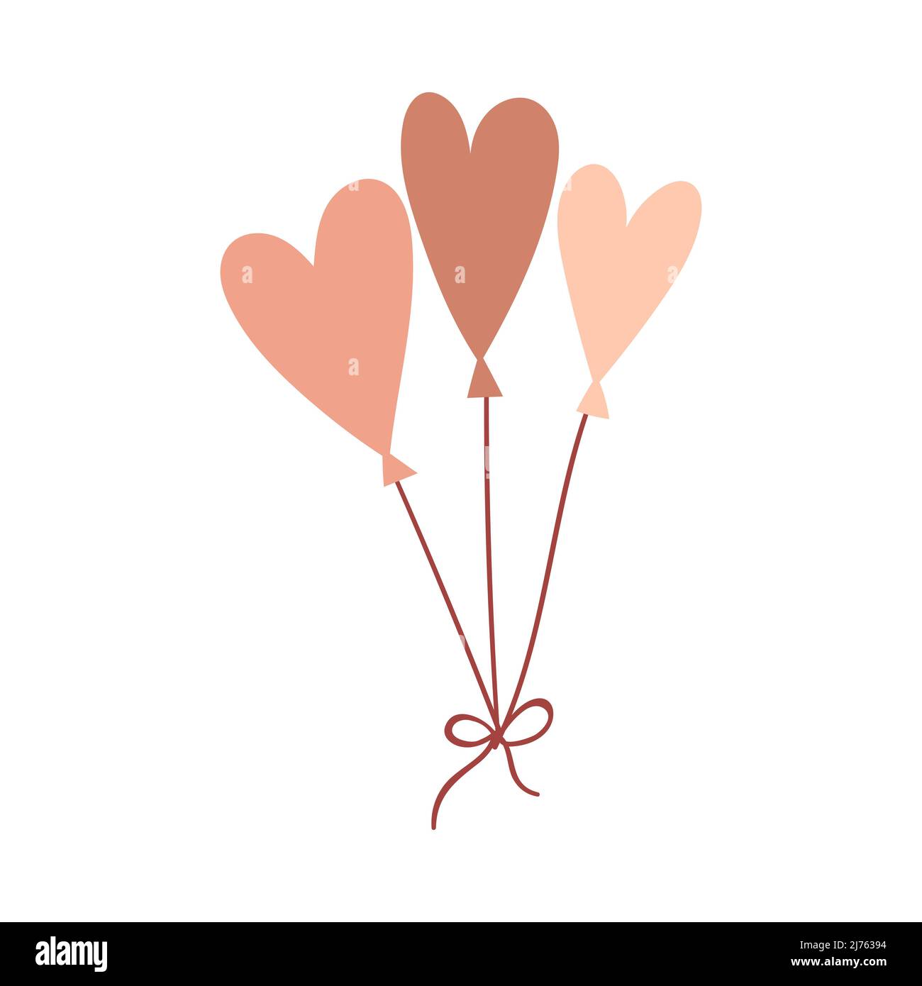 Balloons in the shape of a heart. Cute decorative element for Valentine's Day greeting cards. Vector illustration isolated on a white background Stock Vector