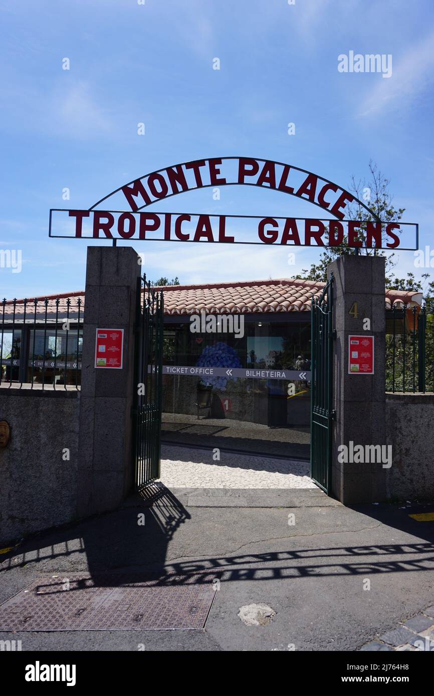 Entrance gate to monte palace tropical gardens, Funchal, Madeira, Portugal, Europe. Photo by Matheisl Stock Photo