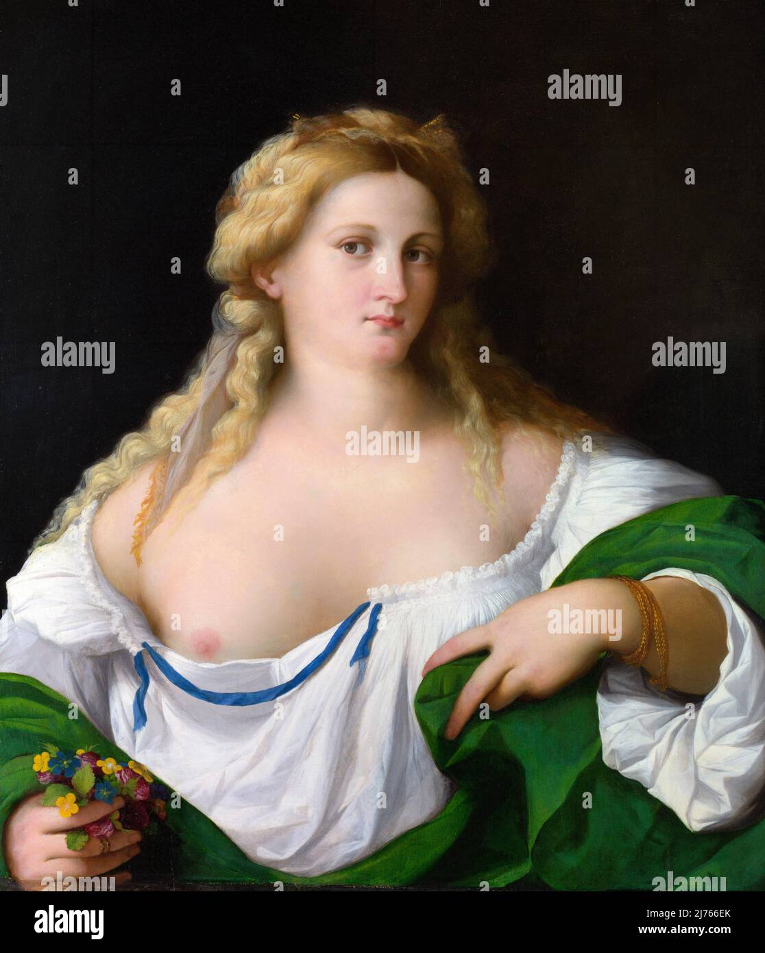 A Blonde Woman by Palma il Vecchio (b. Jacopo Palma c. 1480 -1528), oil on wood, c. 1520 Stock Photo