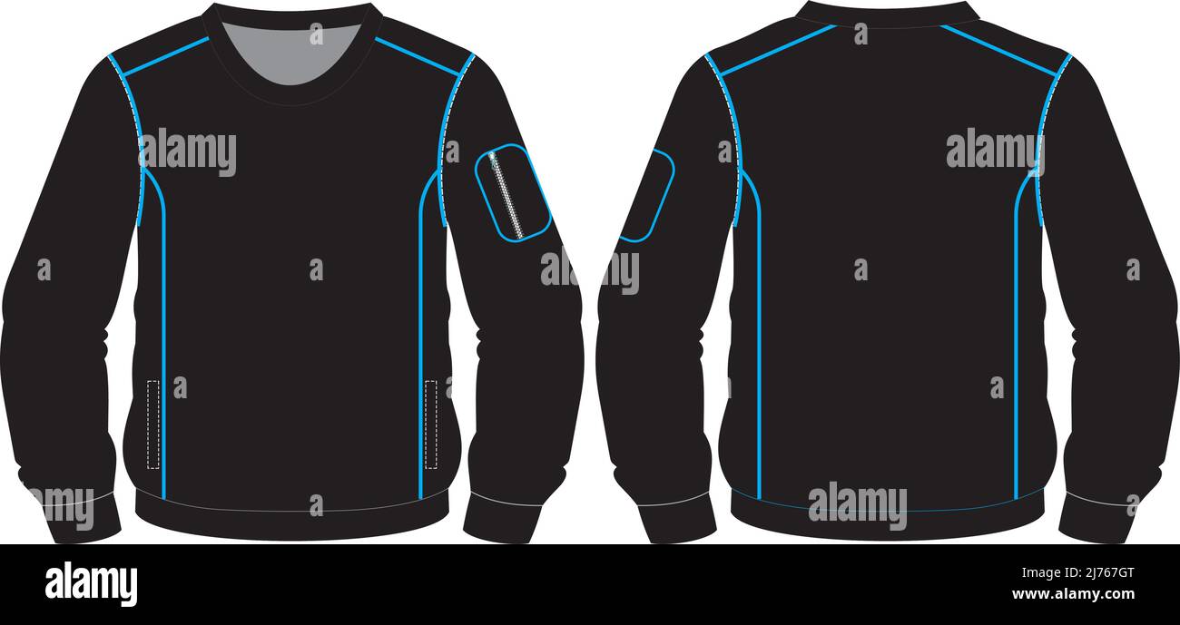 Sweatshirt Vector Sketch Illustration Template Editable Vector Digital Clothes, Unisex Sweatshirt Mockup Menswear Template Stock Vector