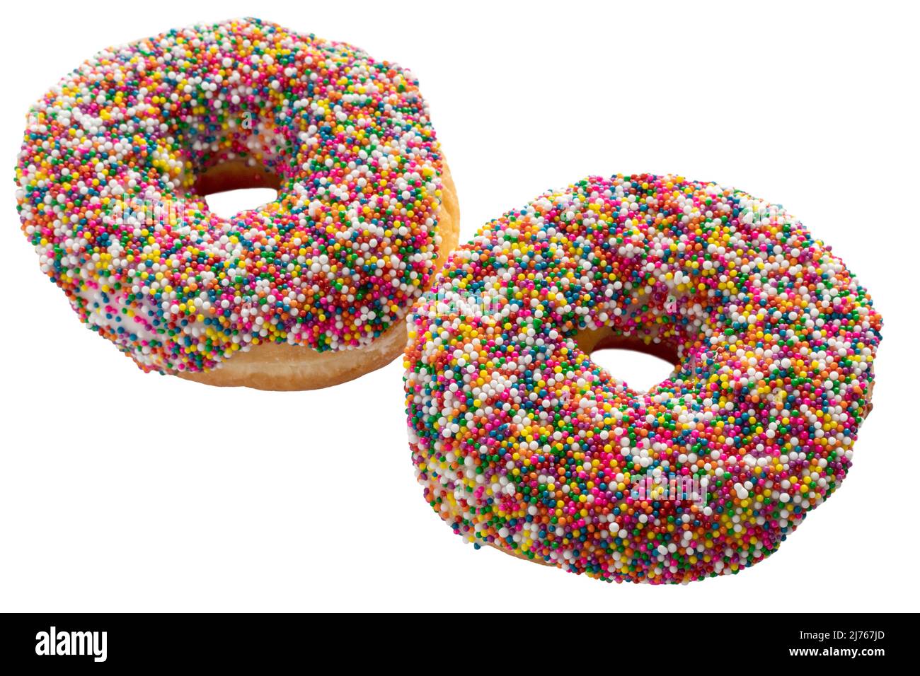 Donuts with colorful sprinkles isolated on white background Stock Photo ...