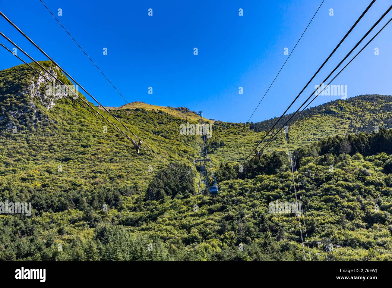 Cable car from Malcesine to Monte Baldo, Malcesine, Lake Garda, Italy, Europe Stock Photo