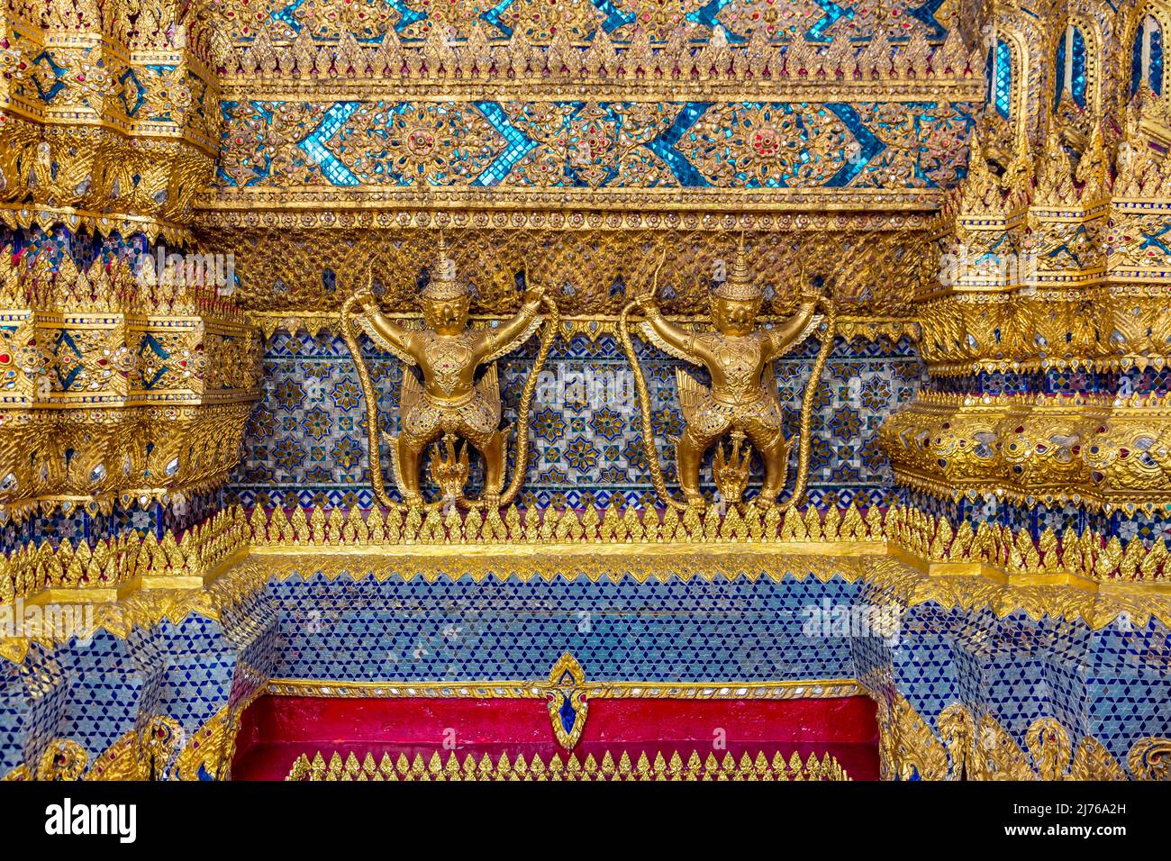Garuda figures with Naga snake, Emerald Buddha Temple, Royal Palace, Grand Palace, Wat Phra Kaeo, Bangkok, Thailand, Asia Stock Photo