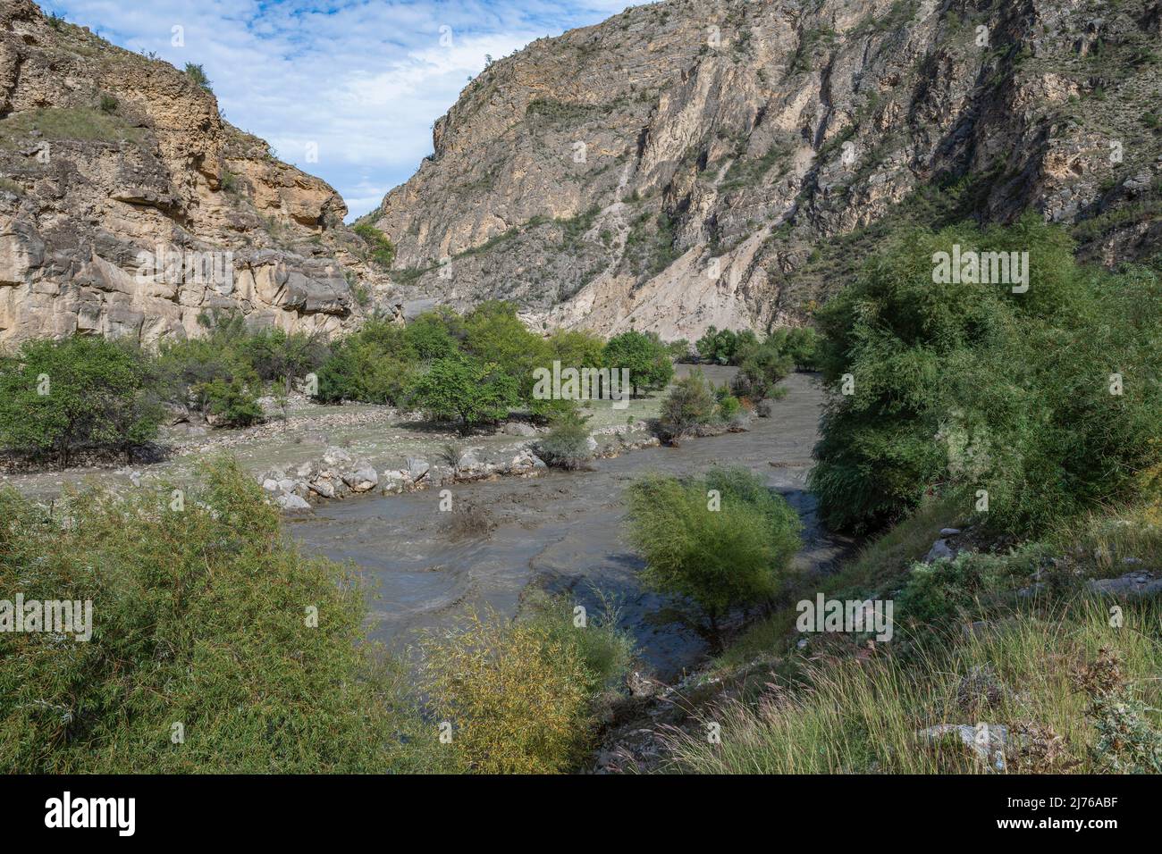 Andiyskoye Koysu river in the mountains of Dagestan. Russian Federation Stock Photo