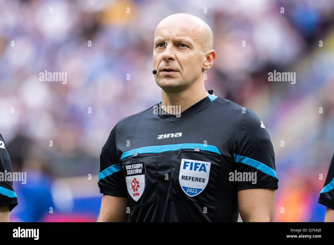 Referee Szymon Marciniak seen during Fortuna Polish Cup final match between Lech Poznan and Rakow Czestochowa at PGE National Stadium. Final score; Lech Poznan 1:3 Rakow Czestochowa. (Photo by Mikolaj Barbanell / SOPA Images/Sipa USA) Stock Photo