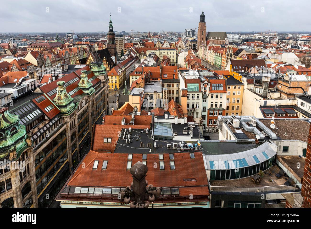 Europe, Poland, Lower Silesia, Wroclaw, Mostek Pokutnic, Church of St. Magdalene, View from the Bridge of the Penitents Stock Photo