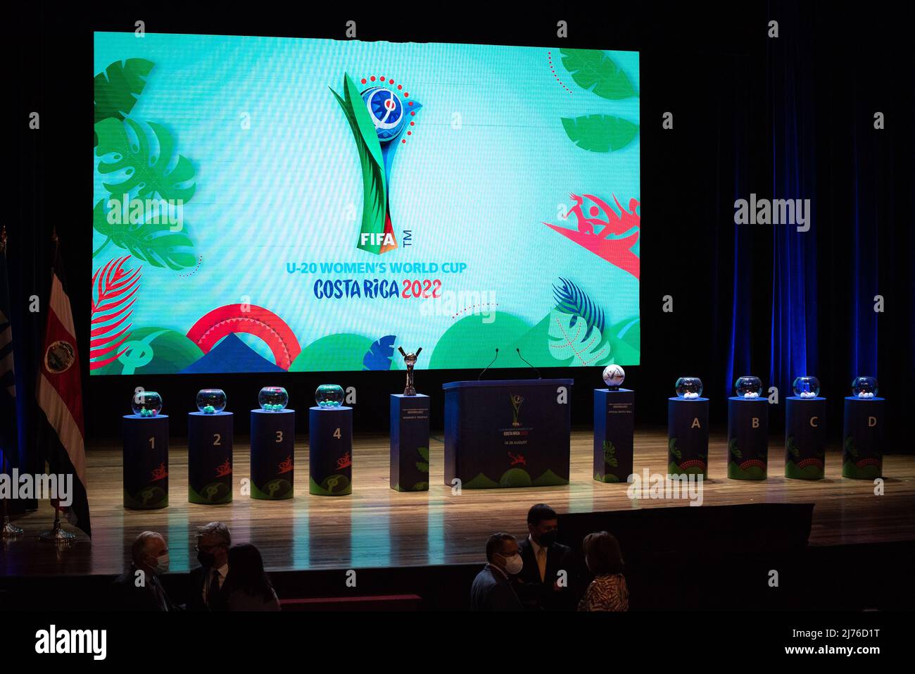 SAN JOSE, Costa Rica: Stage for the Official Draw for the FIFA U-20 Women’s World Cup Costa Rica 2022™ that took place at the Teatro Nacional in San J Stock Photo