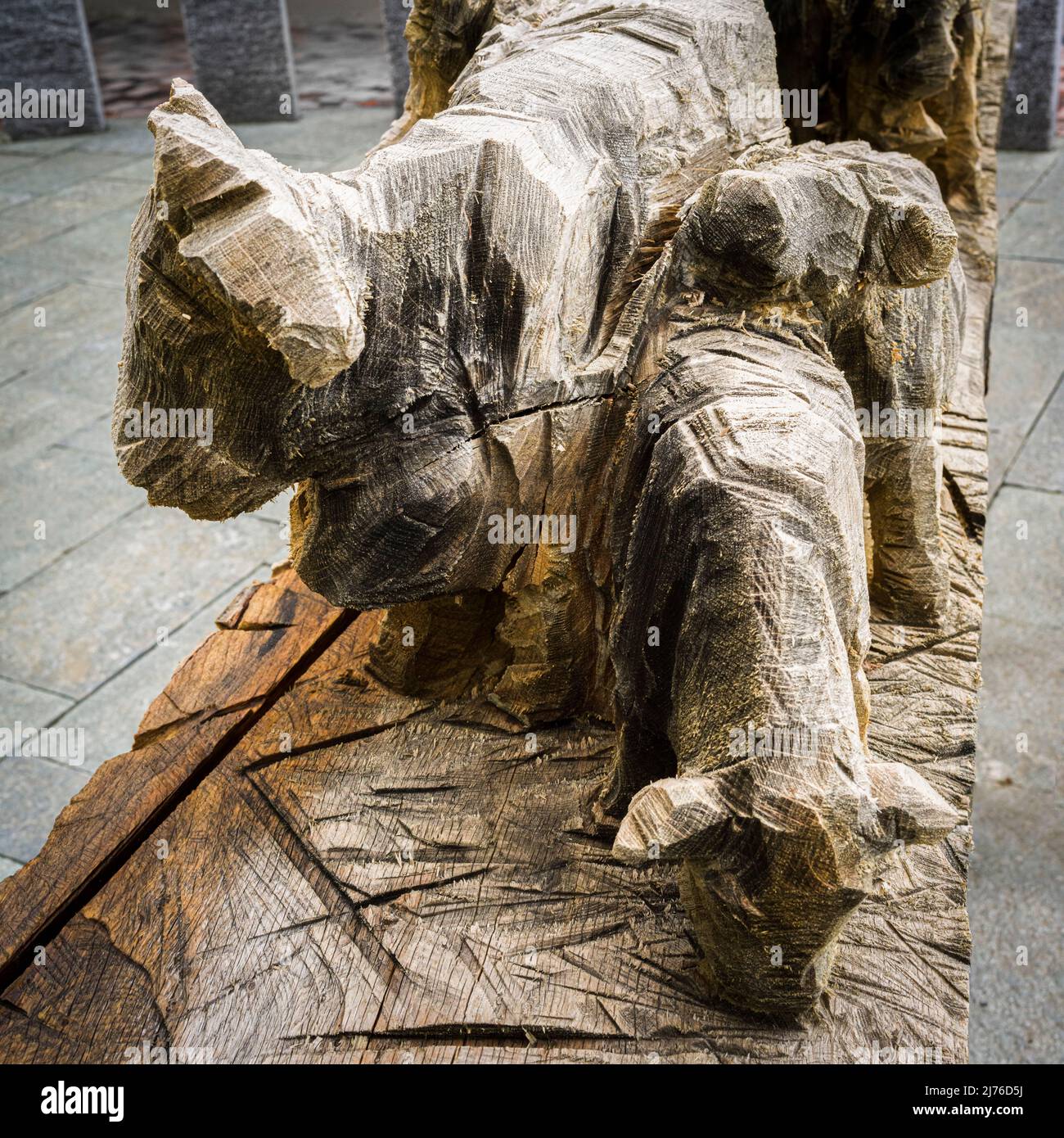 Wooden sculpture on the promenade in Brienz Stock Photo