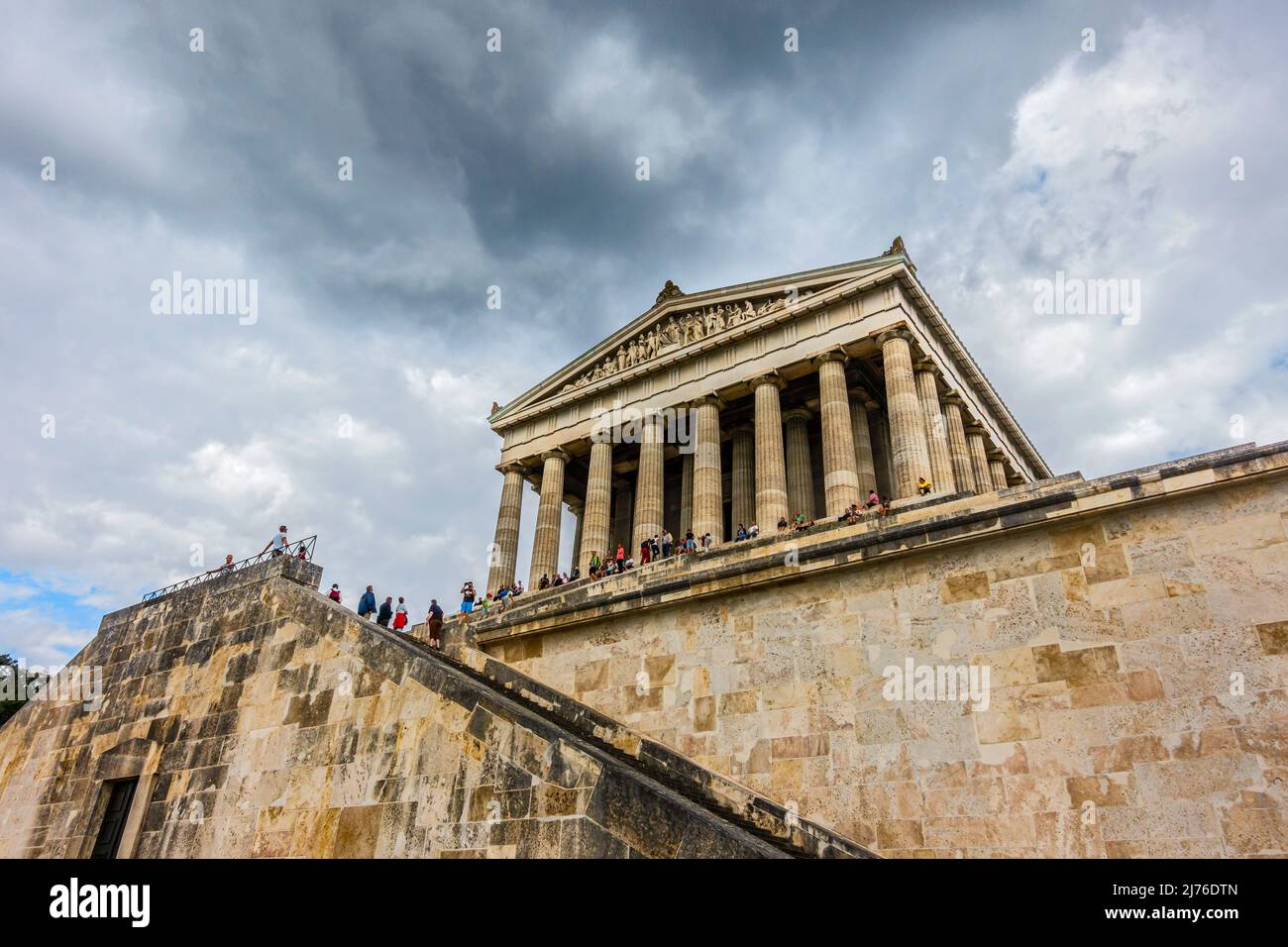 Germany, Donaustauf, in the Walhalla memorial near Donaustauf in the district of Regensburg, important personalities have been honored with marble busts or memorial plaques since 1842. The memorial is named after Valhalla, the Hall of the Fallen in Norse mythology. The architect was Leo von Klenze. Stock Photo