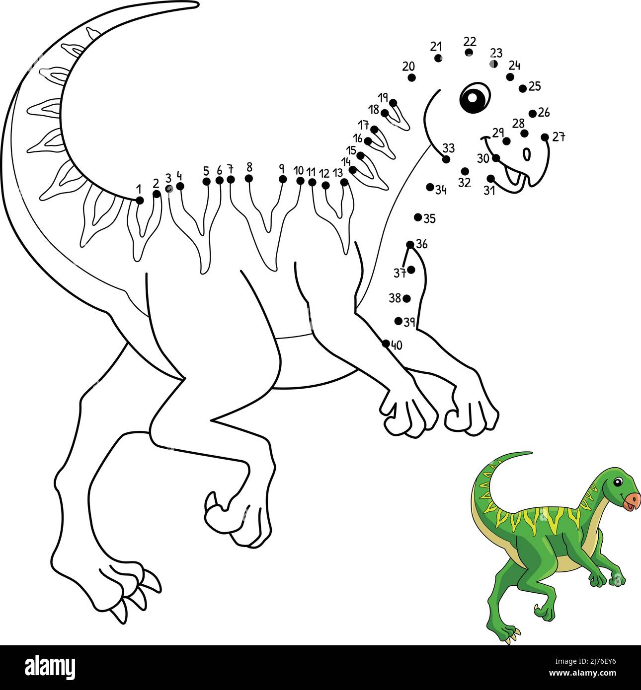 Dot to Dot Qantassaurus Dinosaur Coloring Isolated Stock Vector Image