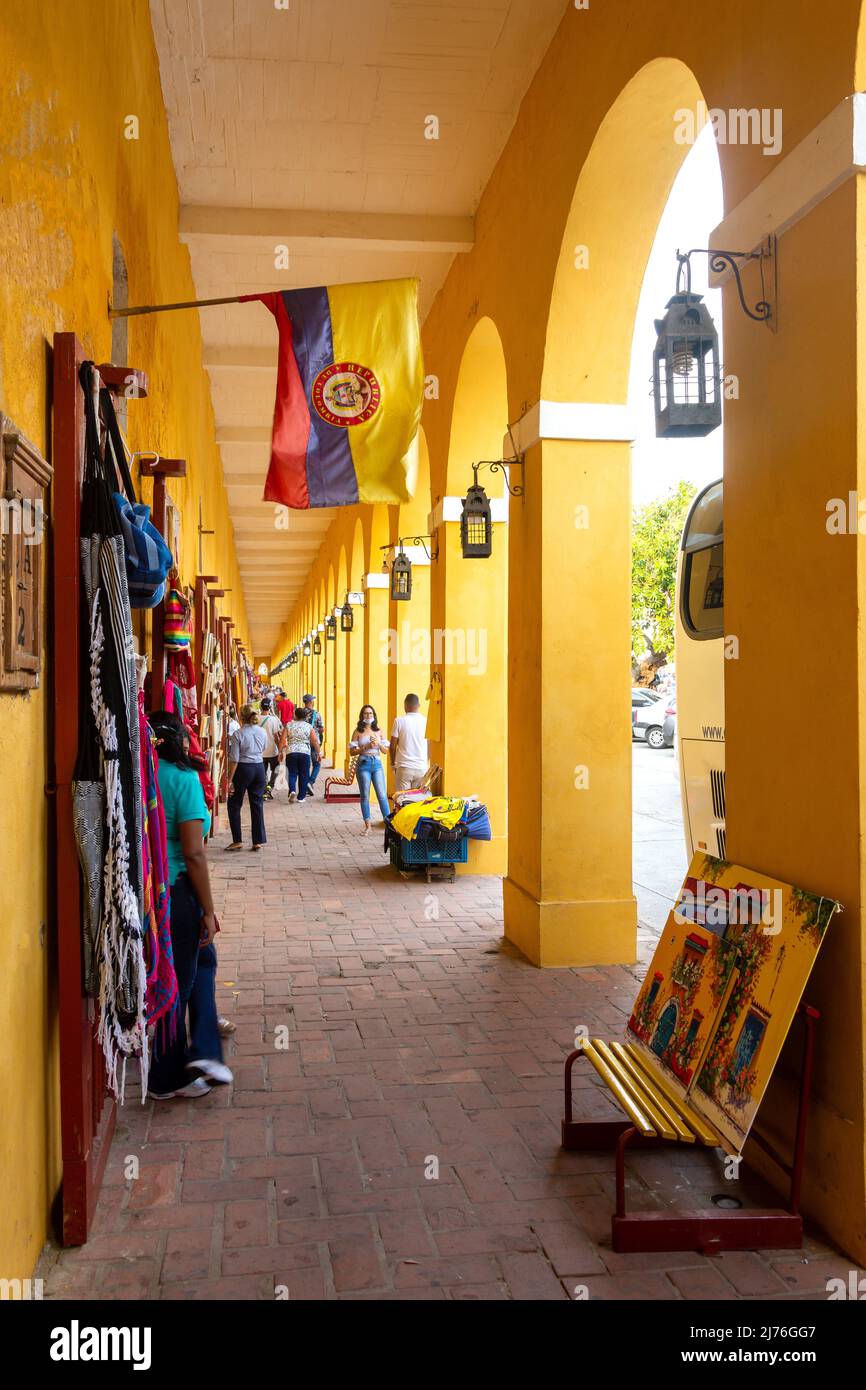 Souvenir craft shops, Las Bovedas, Plaza De Las Bovedas, Old Cartagena, Cartagena, Bolivar,  Republic of Colombia Stock Photo