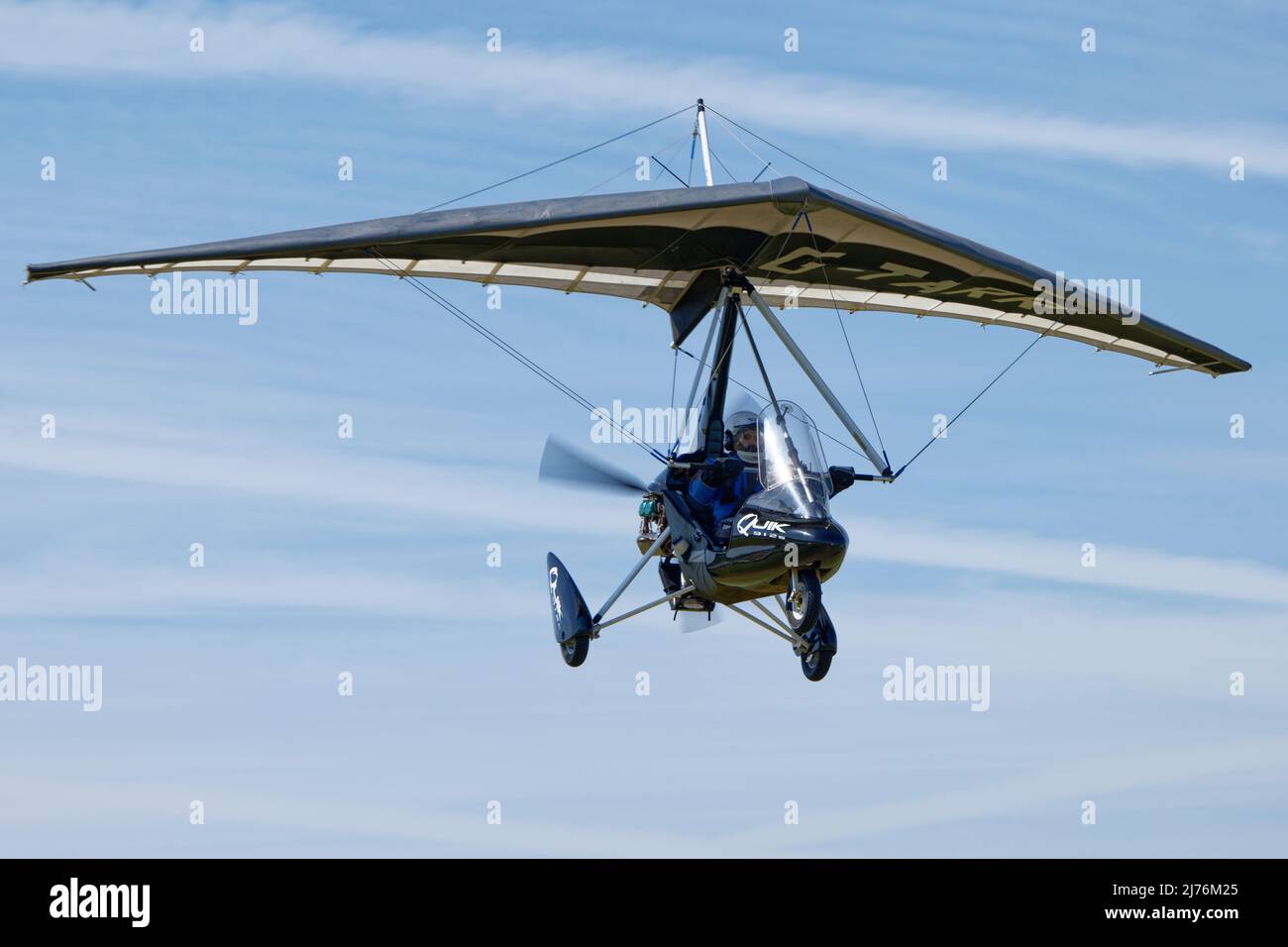 P&M Aviation Pegasus Quik 912S Flexwing Microlight Aircraft G-TARR arrives at Popham airfield in Hampshire England to attend the annual fly-in Stock Photo