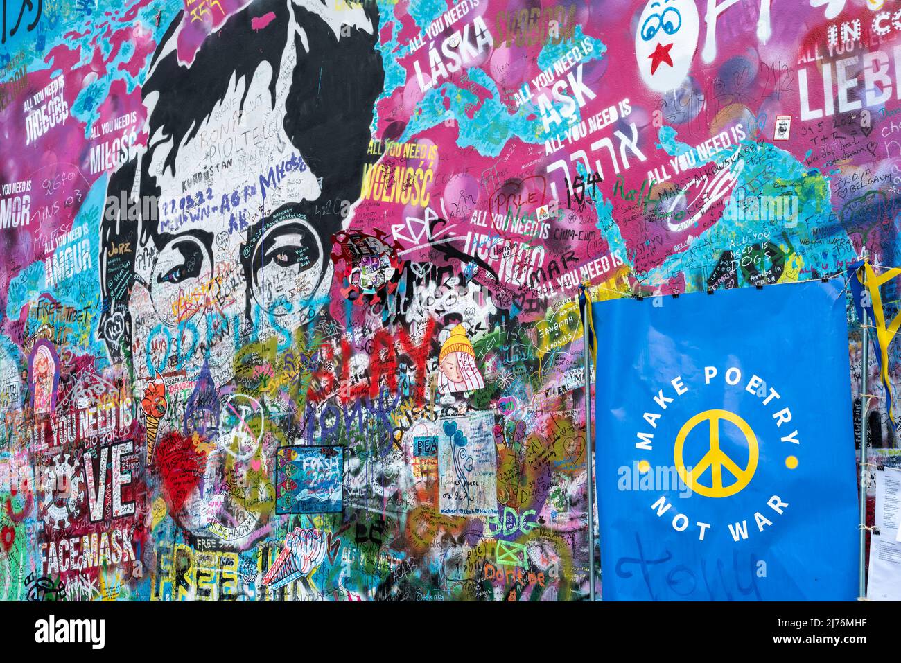 John Lennon Wall, John Lennon Wall, Prague, Czech Republic Stock Photo